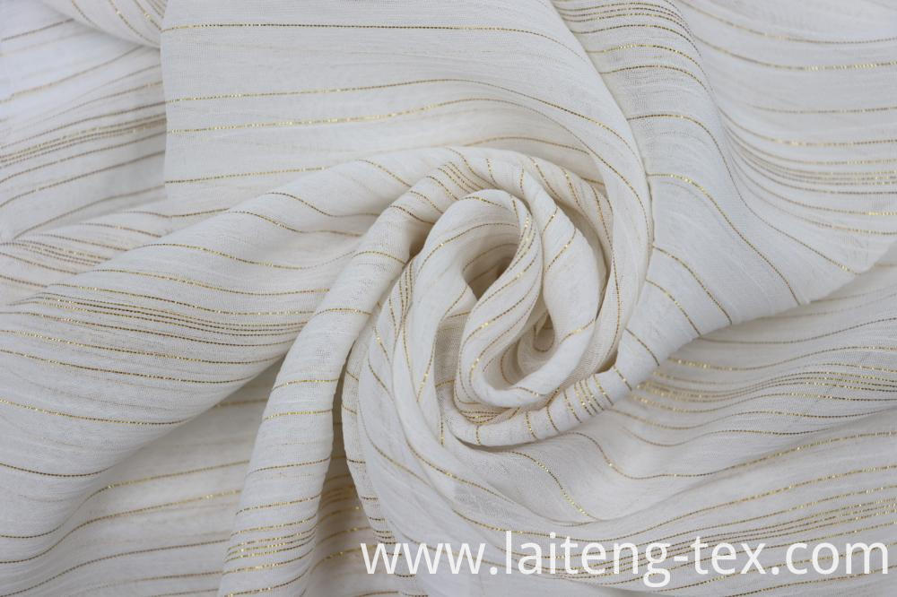 100% Polyester Chiffon Yoryu With Gold/Silver Stripe Fabric 100% Polyester Chiffon Yoryu With Gold/Silver Stripe Fabric